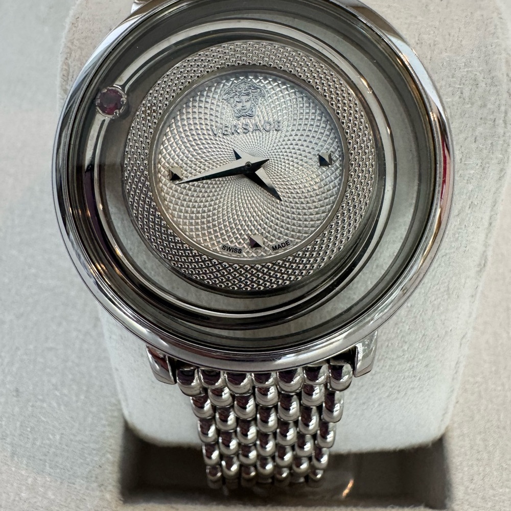 Versace Metallic Silver Timepiece